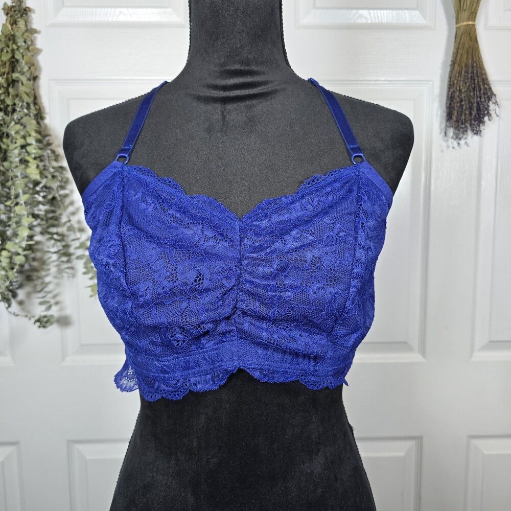 Torrid Curve Racerback Lace Bralette Size 0 Blue Sapphire Full Coverage